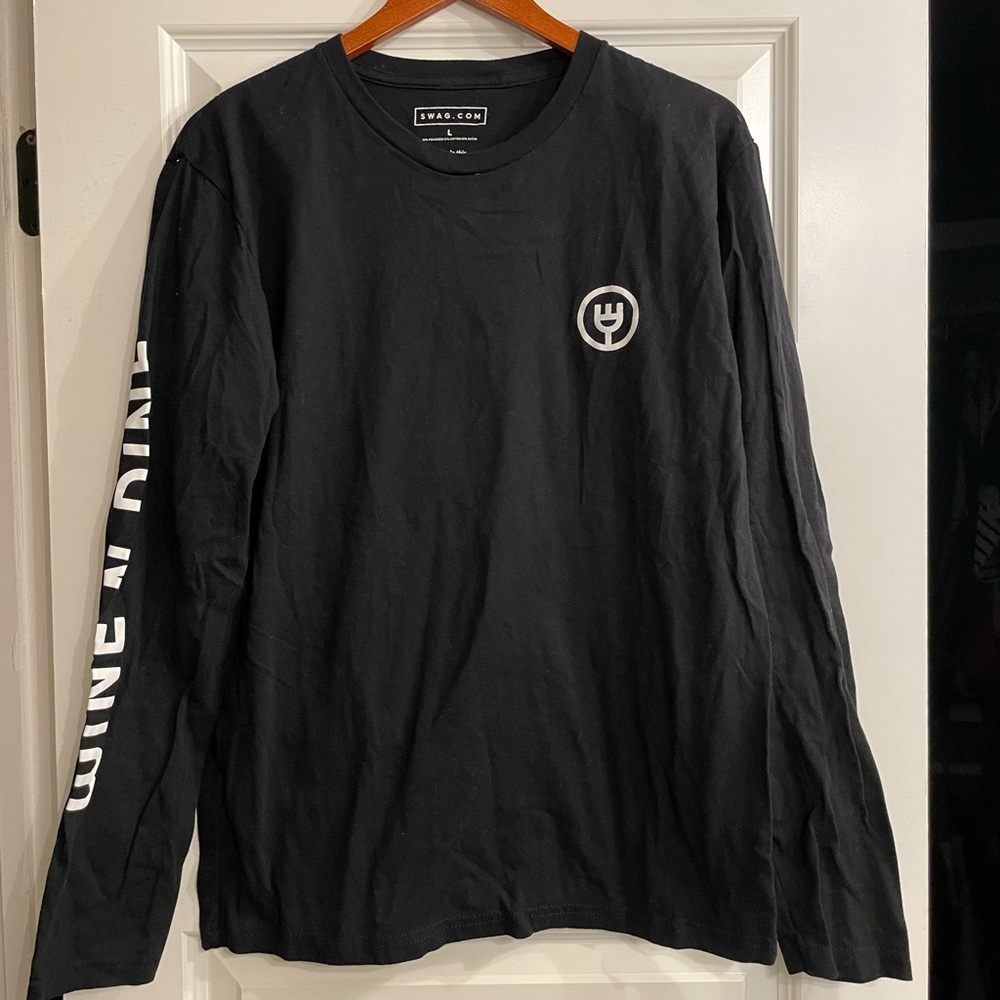 Swag black long sleeve top “Wine N Dine” -L